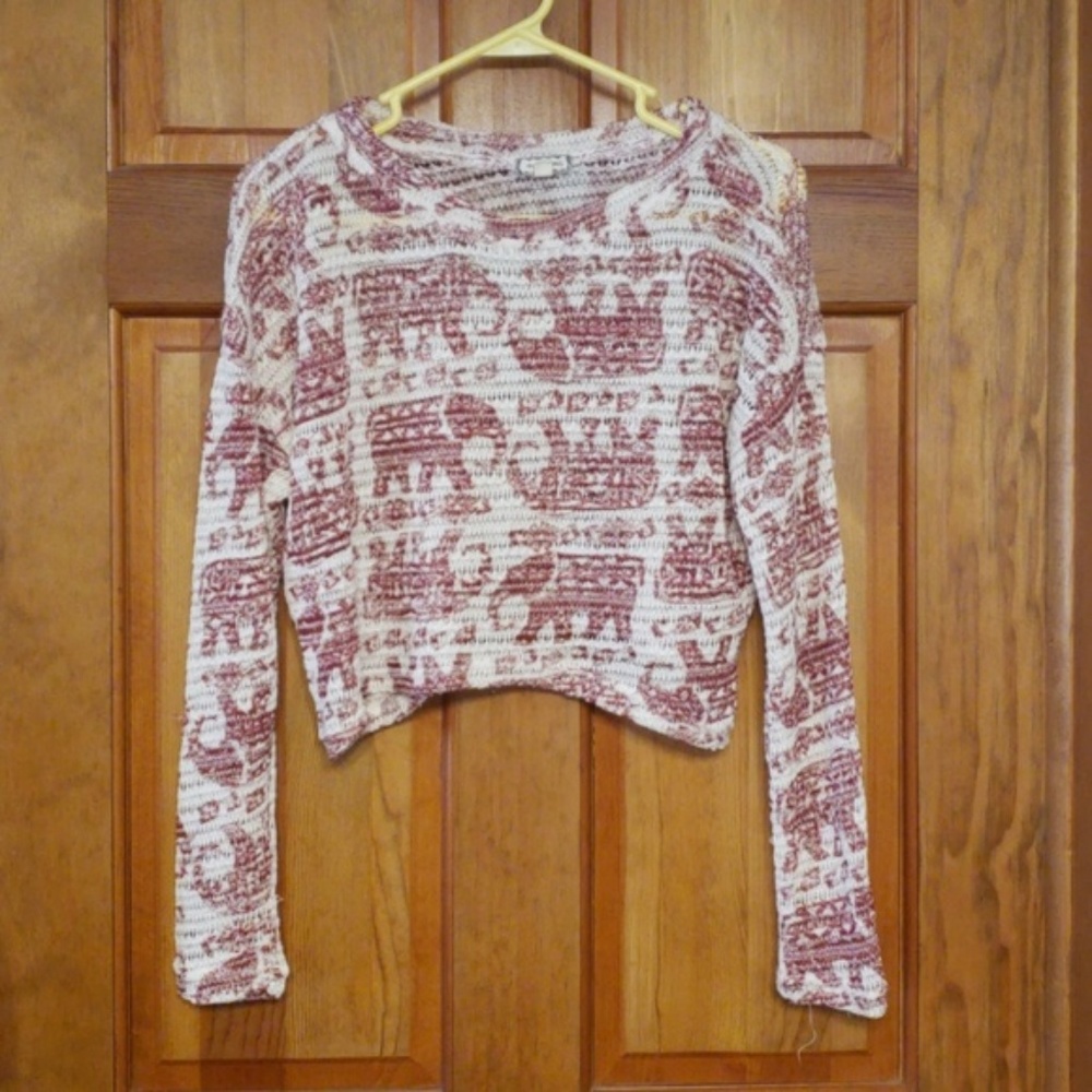 Crochet Elephant Crop Top Sweater Size L
